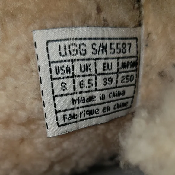 UGG 5587 Brown Leather Sheepskin Lined Boots Size 8 - Picture 10 of 10